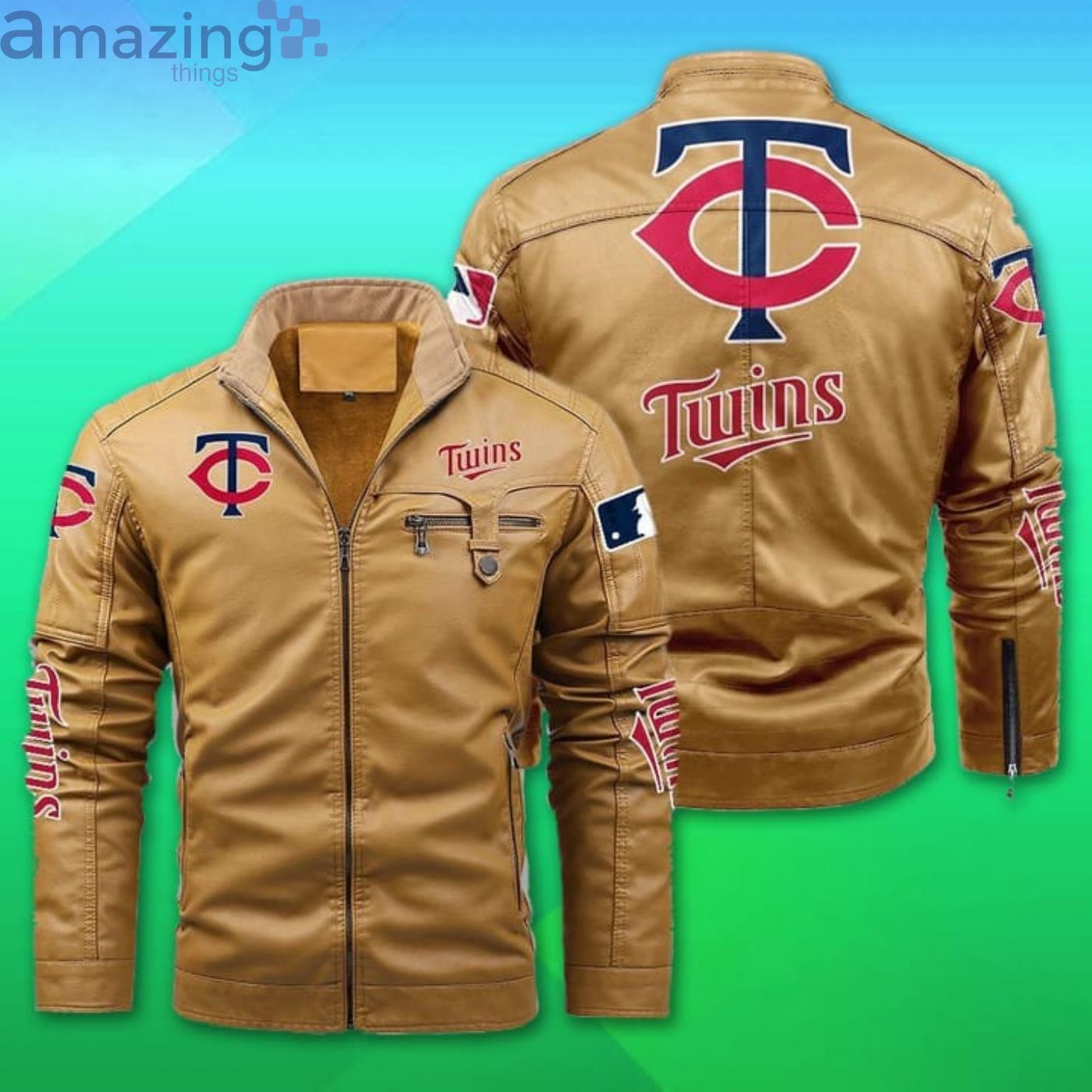 Minnesota Twins Fleece Leather Jacket image Minnesota Twins Fleece Leather Jacket Product Photo 2