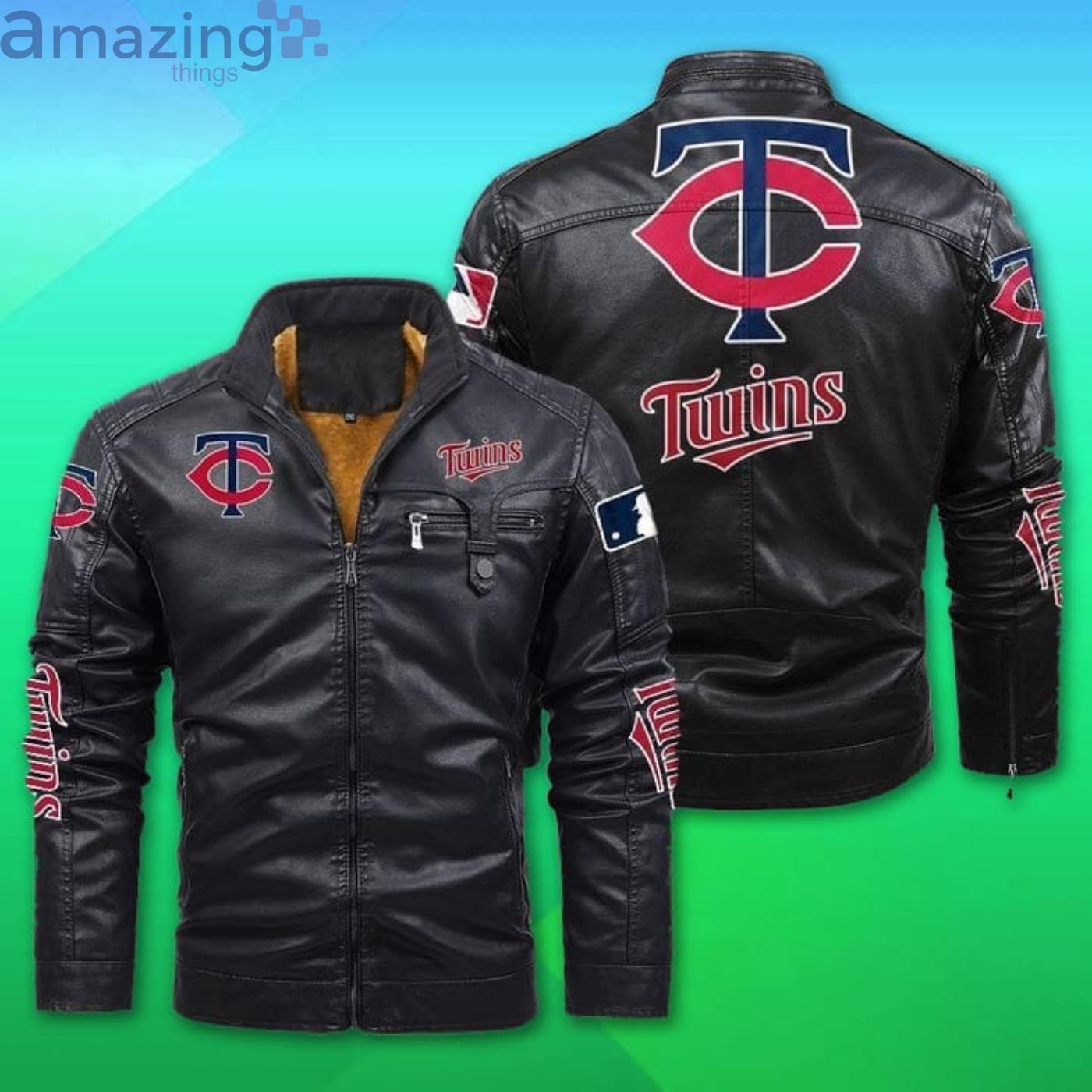 Minnesota Twins Fleece Leather Jacket Product Photo 1 Minnesota Twins Fleece Leather Jacket Product Photo 1
