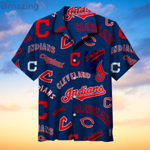 Mlb Cleveland Indians All Over Print Navy Hawaiian Shirt Product Photo 1