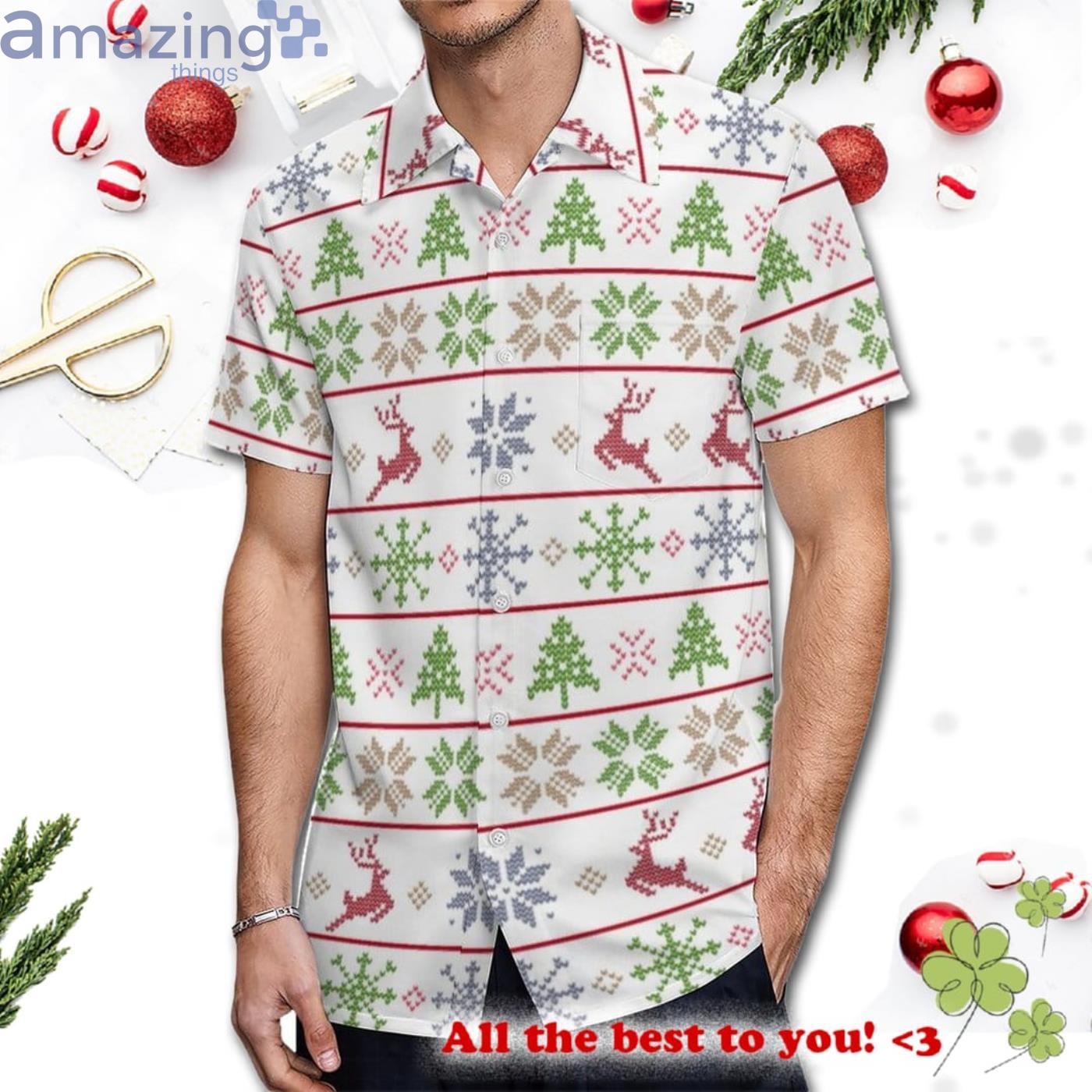 Modern Nordic Knit Ugly Sweater Red Green White Hawaiian Shirt Product Photo 1