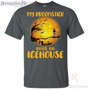 My Broomstick Runs On Icehouse Funny Beer Halloween T-Shirt Product Photo 2
