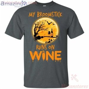 My Broomstick Runs On Wine Halloween T-Shirt Product Photo 2