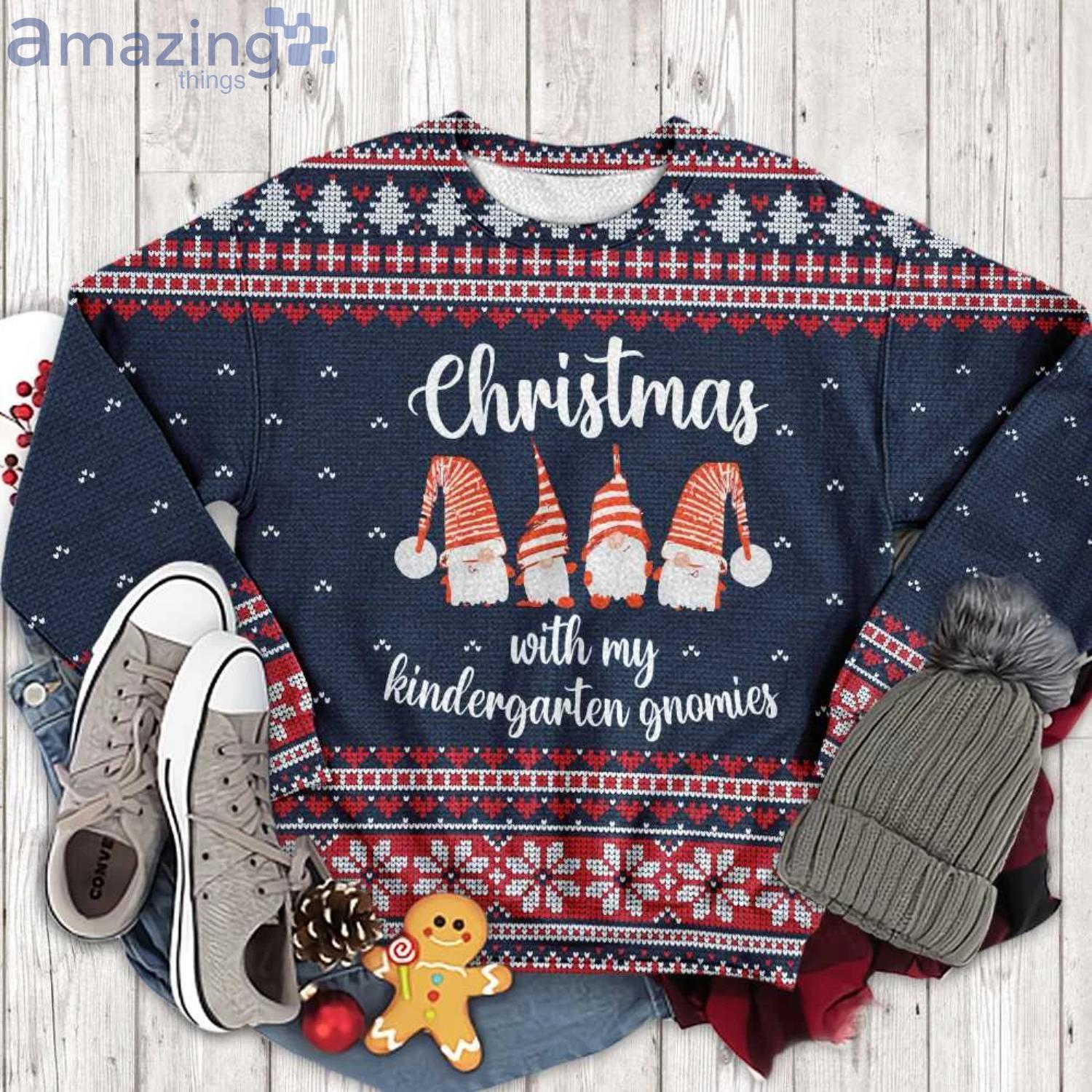 My Kindergarten Gnomies Teacher Christmas Ugly Sweater image My Kindergarten Gnomies Teacher Christmas Ugly Sweater Product Photo 1
