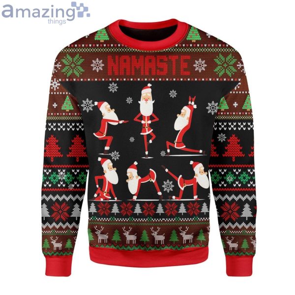 Namaste Santa Yoga Christmas Ugly Sweater Product Photo 1