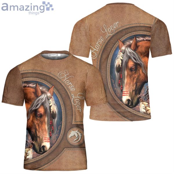 Native American Horse 3D T-Shirt Brown Horse For Women Girls Native Product Photo 3