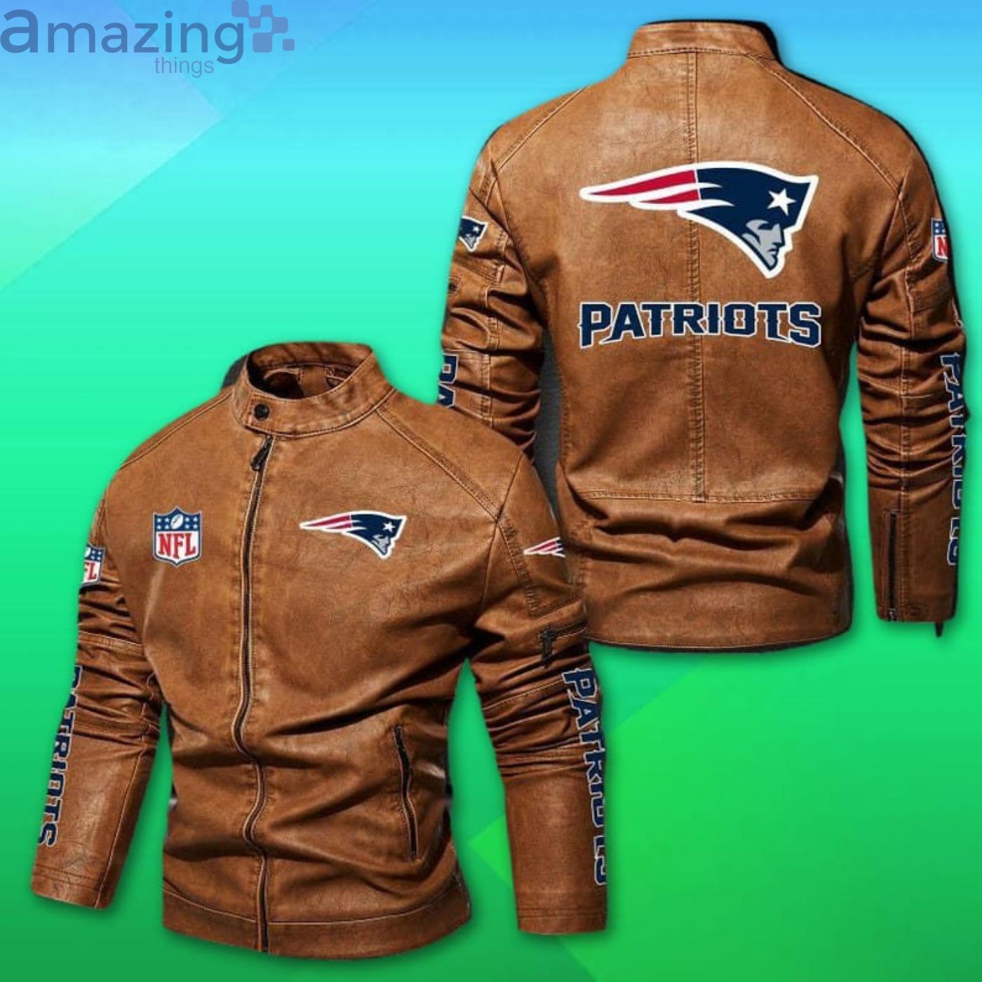 New England Patriots NFL Motor Fleece Leather Jacket