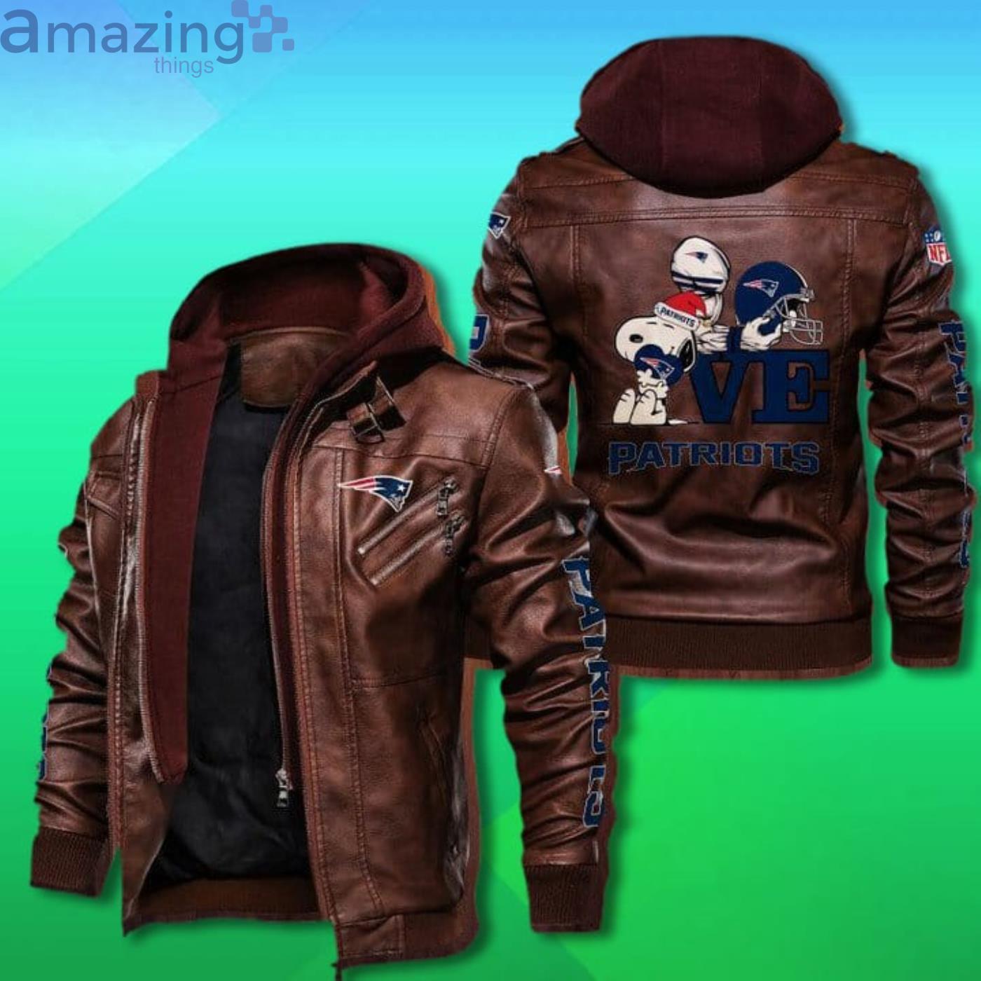 New England Patriots Snoopy 2D Trending Leather Jacket image New England Patriots Snoopy 2D Trending Leather Jacket Product Photo 2