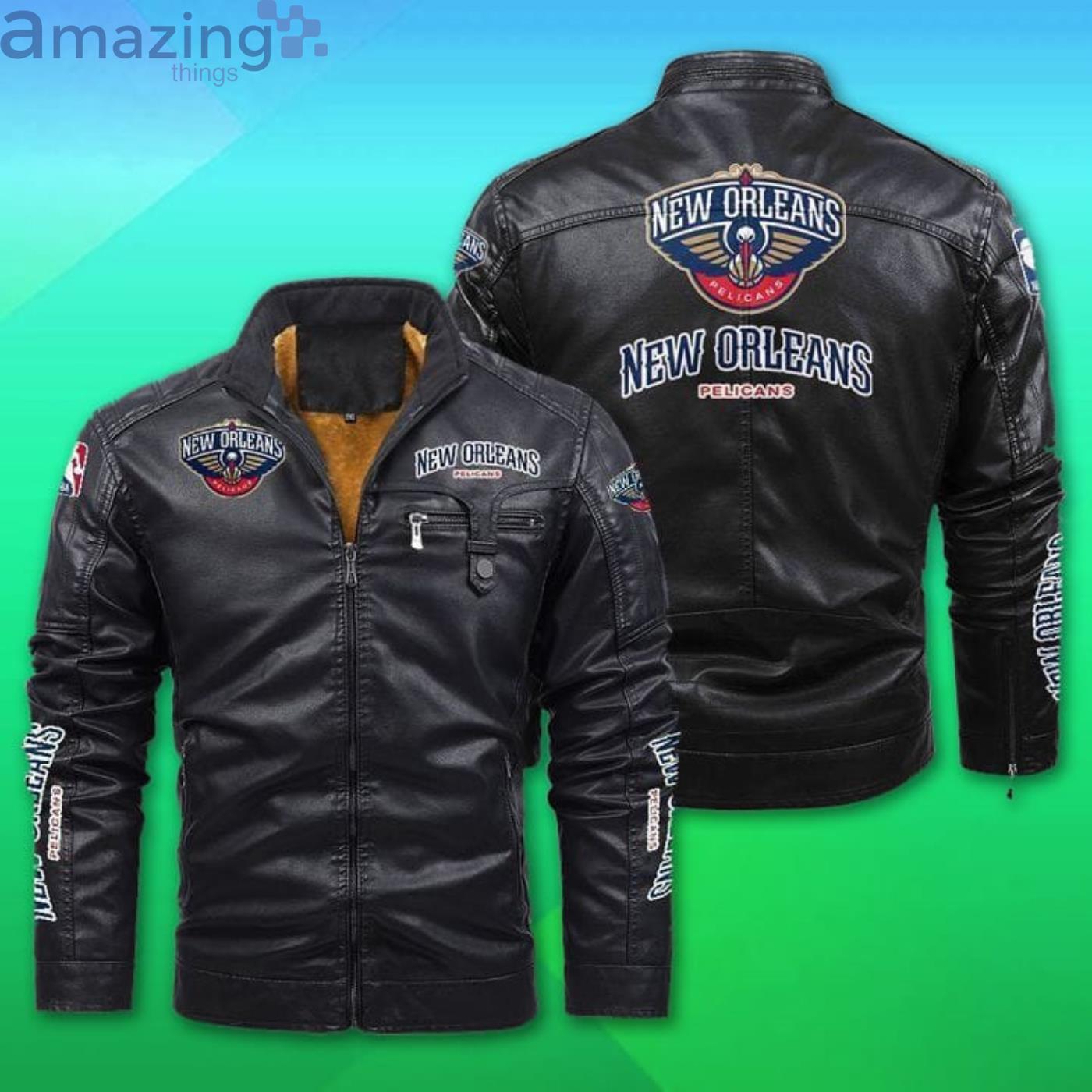 New Orleans Pelicans Fleece Leather Jacket Product Photo 1 New Orleans Pelicans Fleece Leather Jacket Product Photo 1