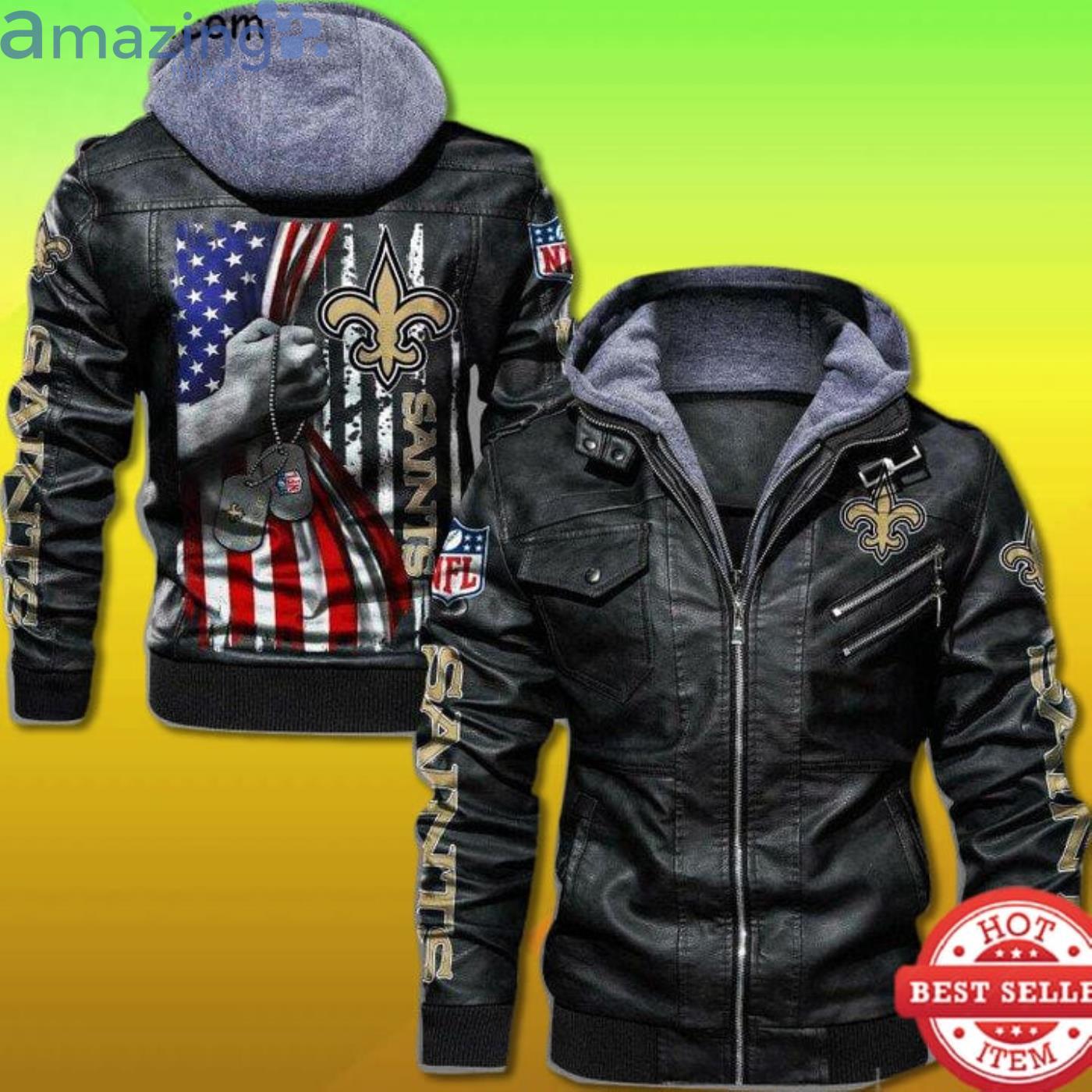 New Orleans Saints Military Dog Tag 2D Trending Leather Jacket Product Photo 1 New Orleans Saints Military Dog Tag 2D Trending Leather Jacket Product Photo 1