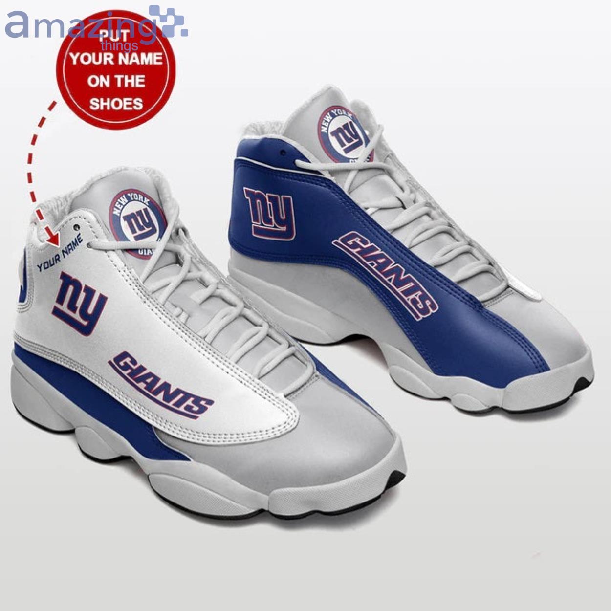 New York Giants Team Custom Name Air Jordan 13 Sneaker Shoes For Fans Product Photo 1