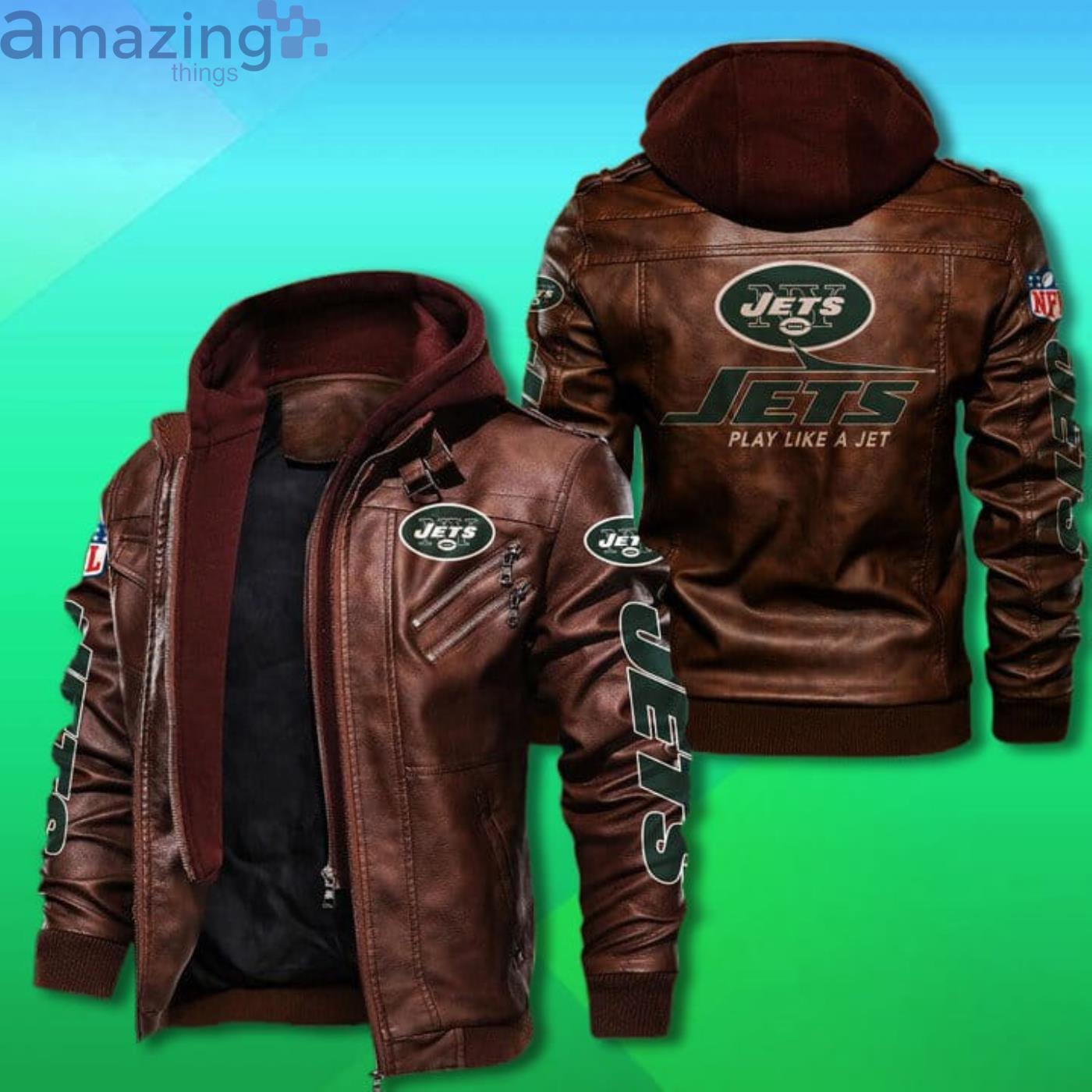 New York Jets Leather Jacket Play Like A Jet image New York Jets Leather Jacket Play Like A Jet Product Photo 2