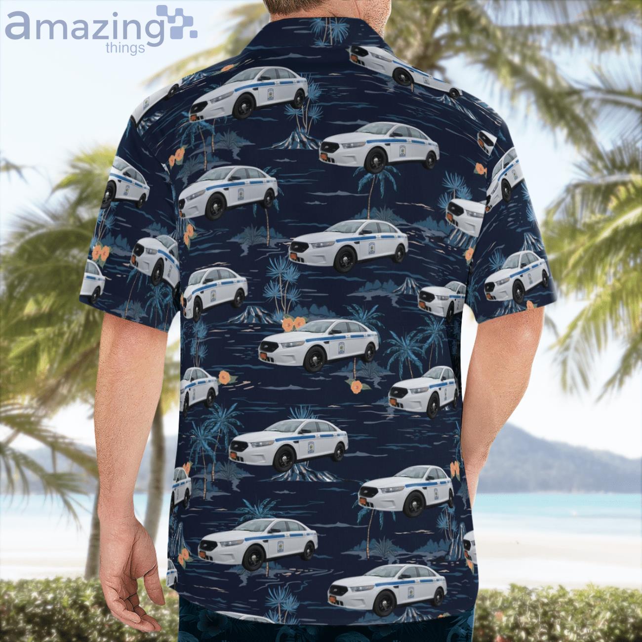 New York State Emergency Medical Services Ford Police Interceptor Hawaiian Shirt image New York State Emergency Medical Services Ford Police Interceptor Hawaiian Shirt Product Photo 2