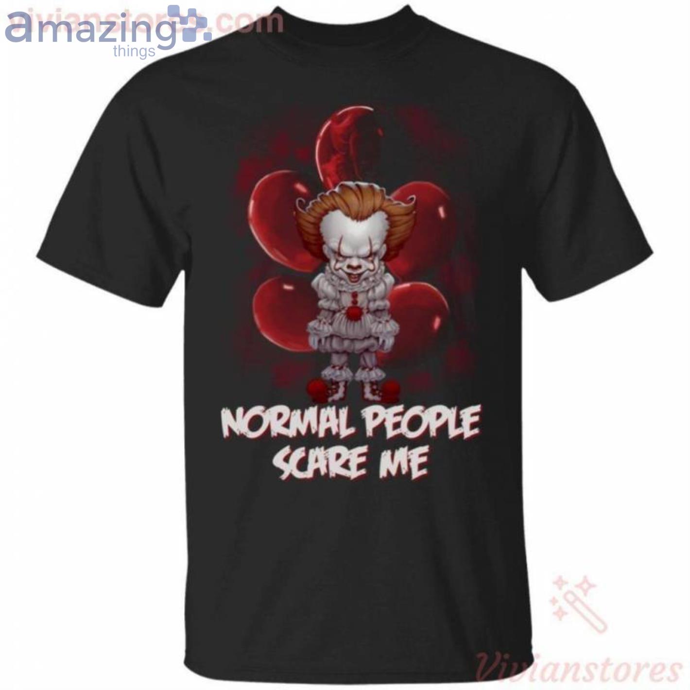 Normal People Scare Me Pennywise It Movie Halloween T-Shirt Product Photo 1