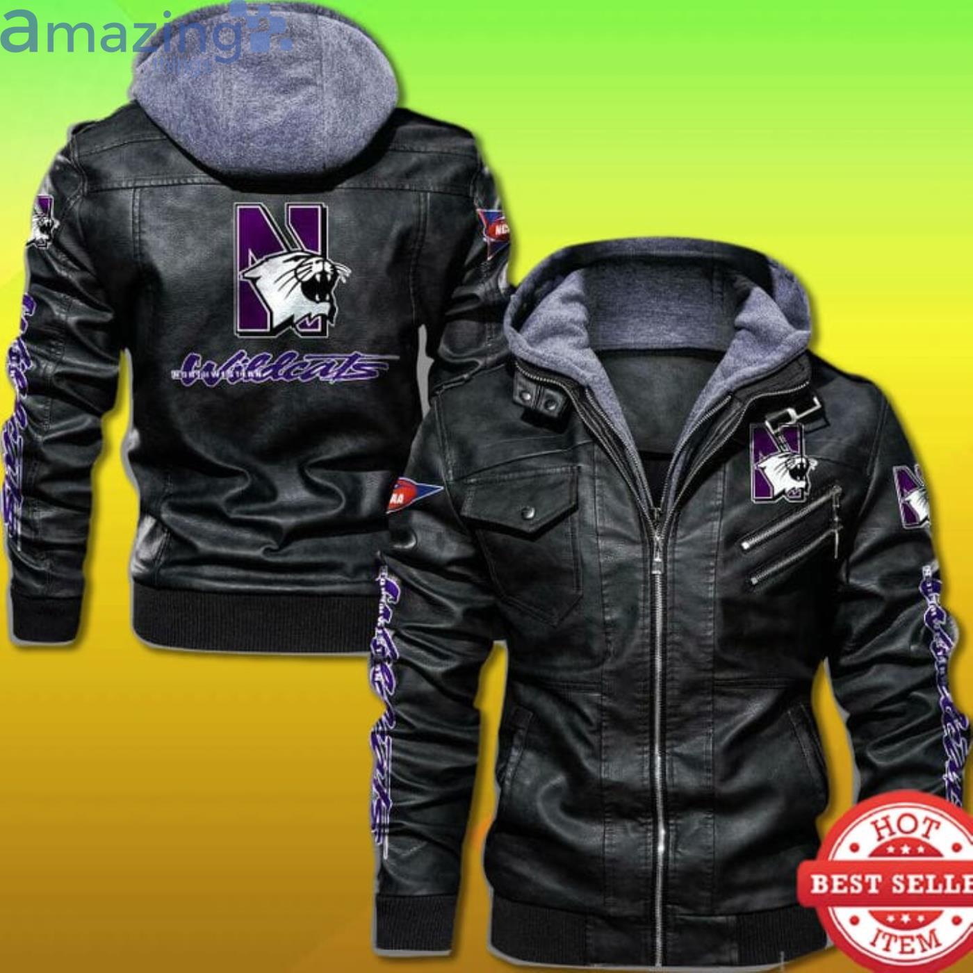 Northwestern Wildcats Football Leather Jacket Product Photo 1