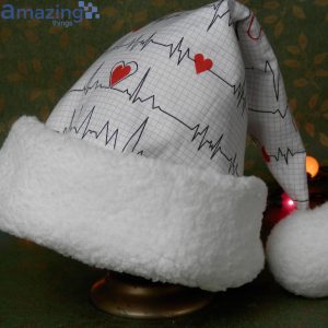 Nurse Medical Ekg Heart Christmas Santa Hat For Adult And Child Product Photo 2