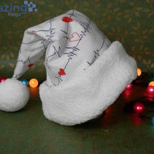 Nurse Medical Ekg Heart Christmas Santa Hat For Adult And Child Product Photo 1