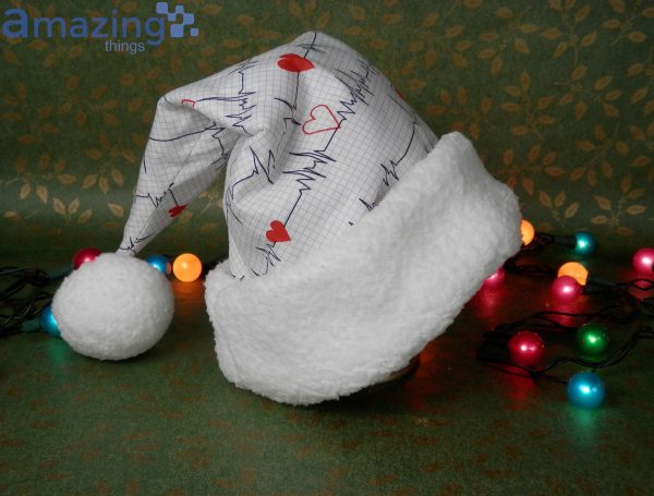 Nurse Medical Ekg Heart Christmas Santa Hat For Adult And Child Product Photo 1