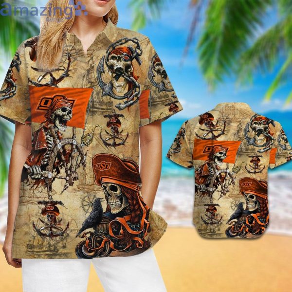 Oklahoma State Cowboys Pirates Fans Pirates Skull Hawaiian Shirtproduct photo 2