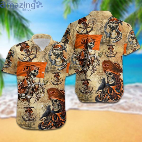 Oklahoma State Cowboys Pirates Fans Pirates Skull Hawaiian Shirtproduct photo 3