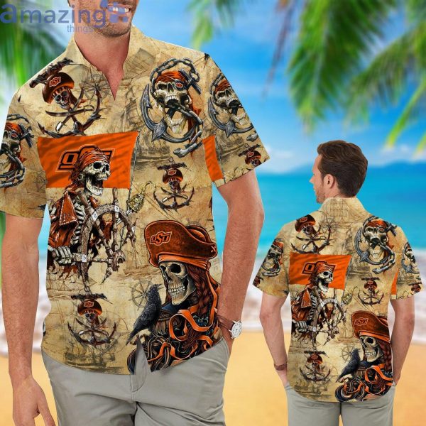Oklahoma State Cowboys Pirates Fans Pirates Skull Hawaiian Shirtproduct photo 1