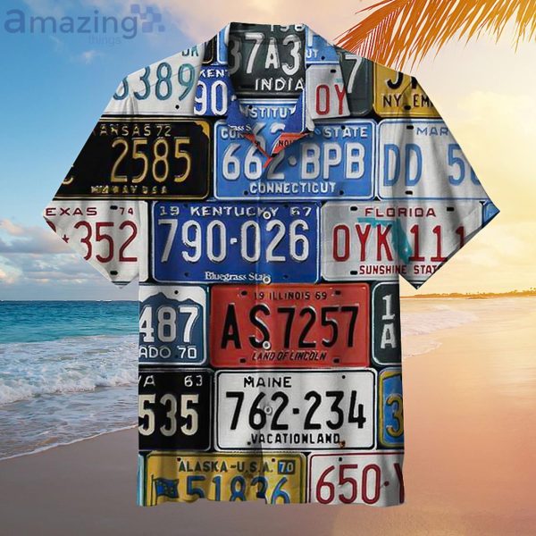 Old License Plates Unisex Fans Gift Logo Sport Lover Hawaiian Shirt Product Photo 1