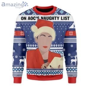 On Aoc's Naughty List Ugly Christmas Sweater Product Photo 1