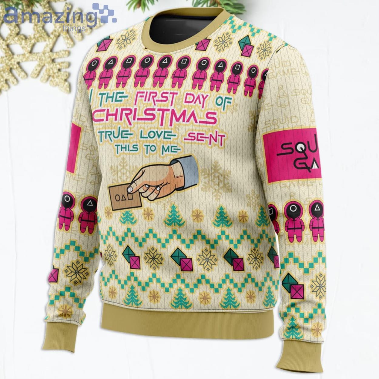 On The First Day Of Christmas Squid Game Christmas Sweater image On The First Day Of Christmas Squid Game Christmas Sweater Product Photo 2