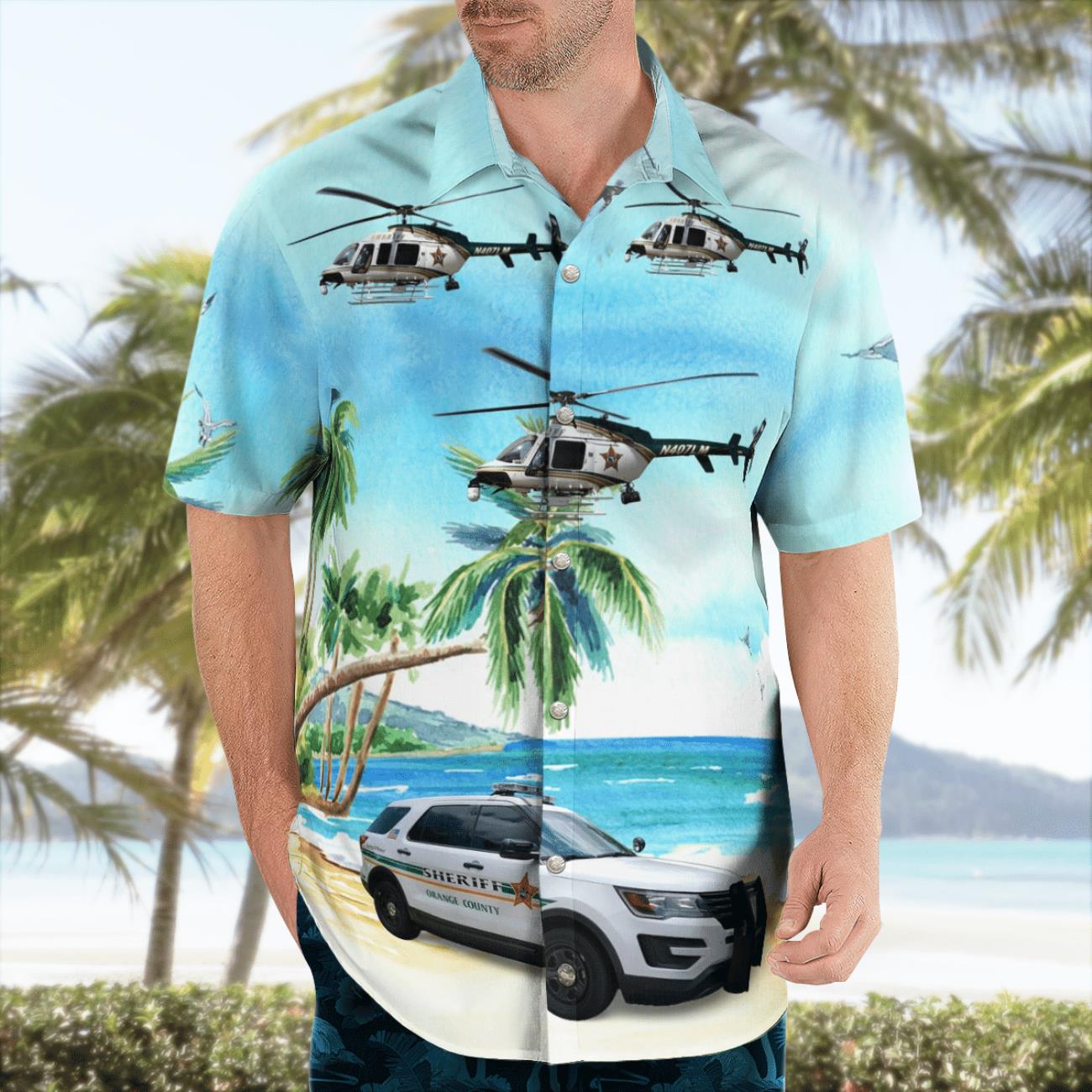 Orange County Florida Orange County Office Ford Police Interceptor Utility And Bell 407 Helicopter Hawaiian Shirt image Orange County Florida Orange County Office Ford Police Interceptor Utility And Bell 407 Helicopter Hawaiian Shirt Product Photo 4