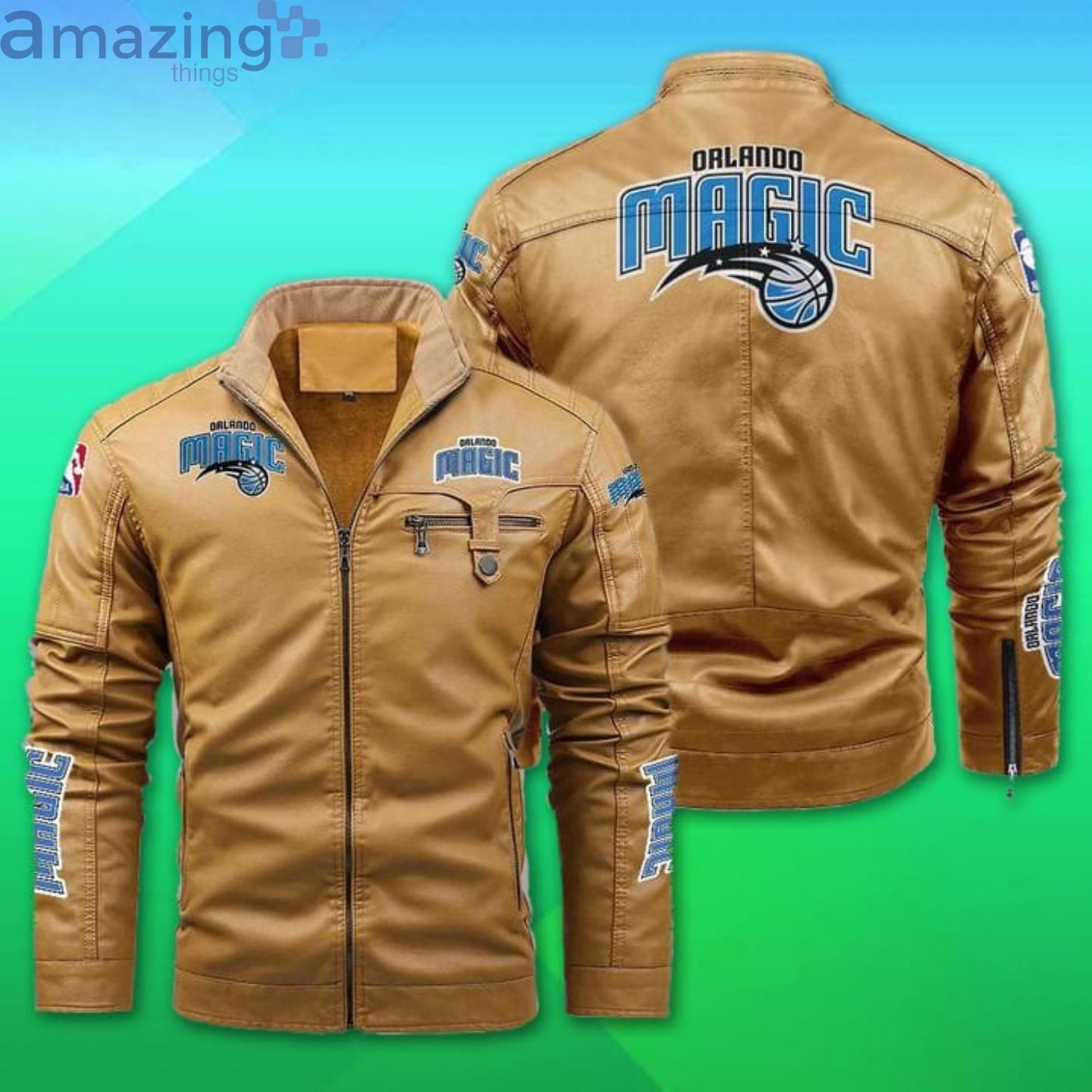 Orlando Magic Fleece Leather Jacket image Orlando Magic Fleece Leather Jacket Product Photo 2