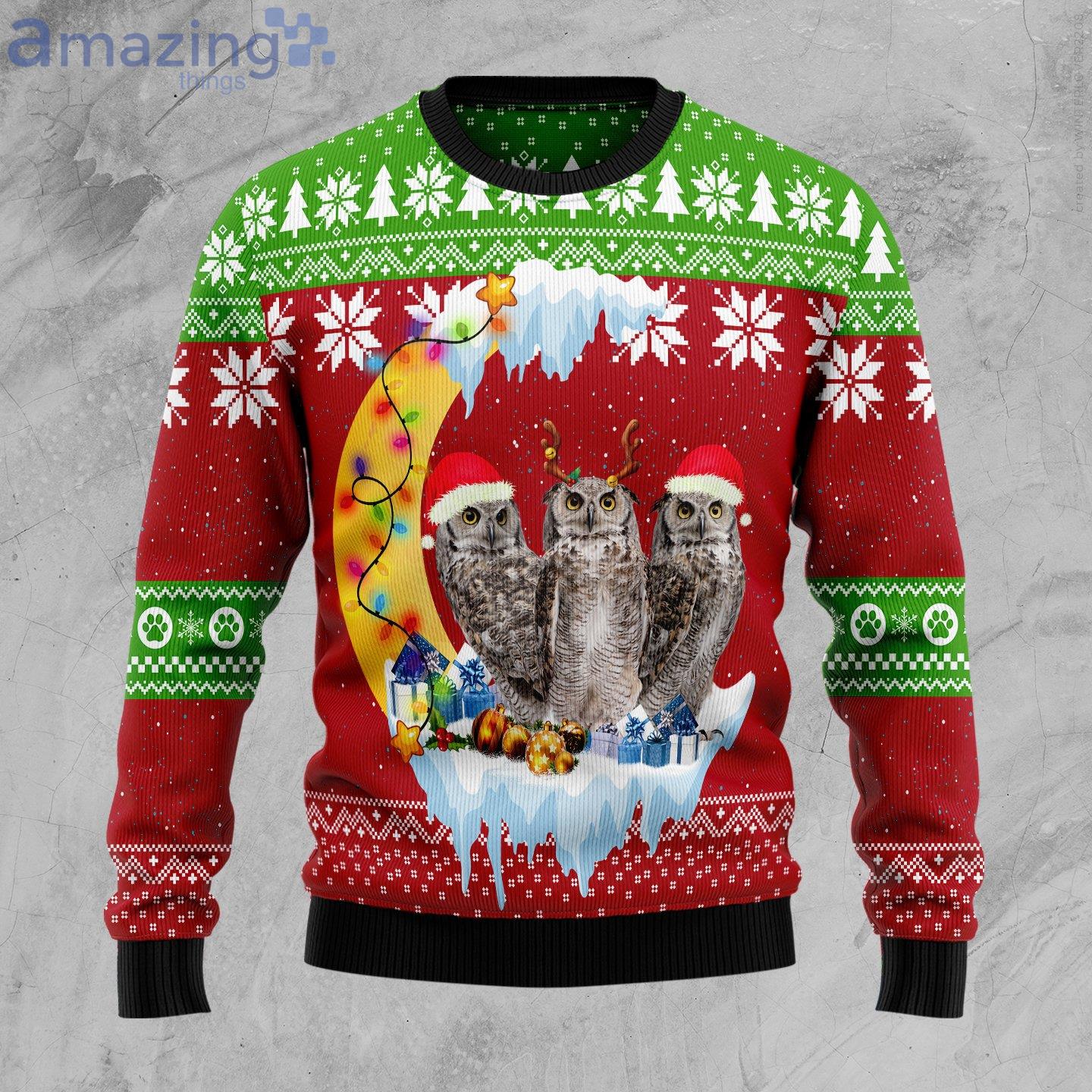 Owl Love Moon Xmas Snow Ugly Christmas Sweater image Owl Love Moon Xmas Snow Ugly Christmas Sweater Product Photo 1 Product photo 1