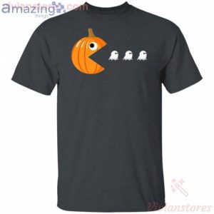 Pacman Pumpkin Eating Ghost Funny Halloween Funny T-Shirt Product Photo 2