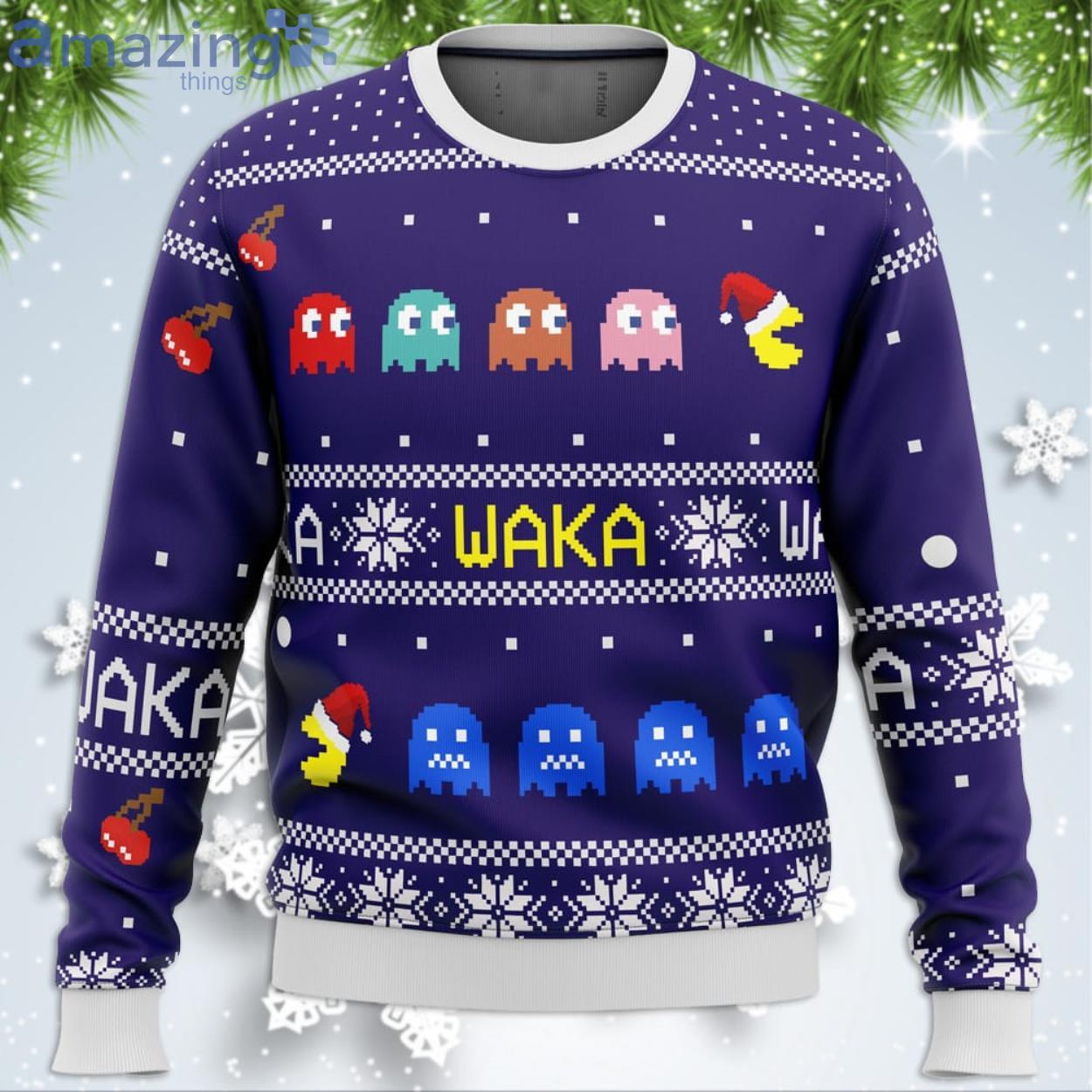 PACMAN Waka Waka Funny Christmas Gift Ugly Christmas Sweater Product Photo 1