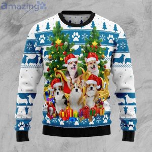 Pembroke Welsh Corgi Greeting Christmas Tree Ugly Christmas Sweater Product Photo 1