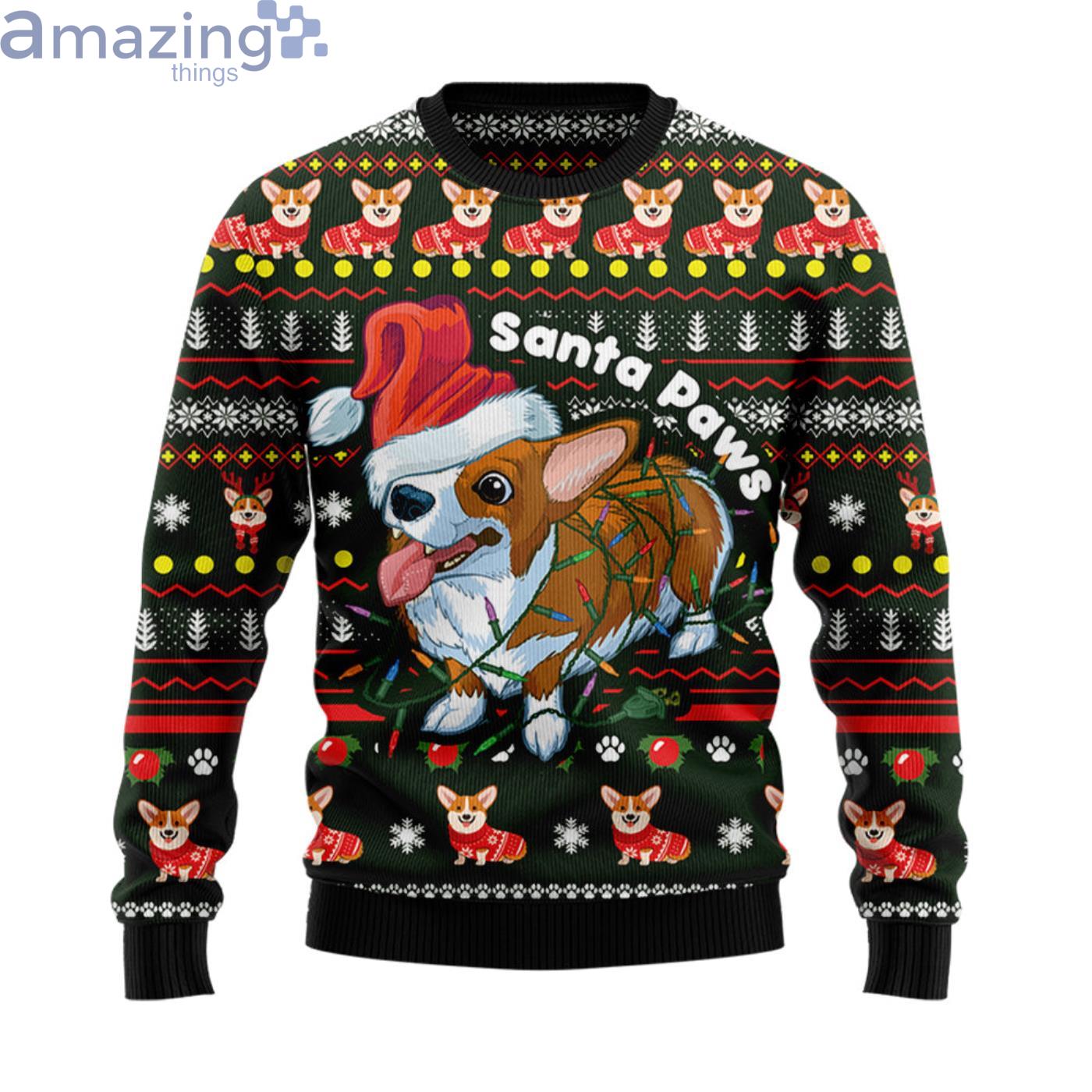 Pembroke Welsh Corgi Paws Christmas Ugly Sweater Product Photo 1