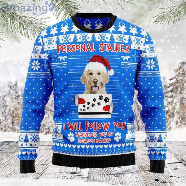 Personal Stalker Golden Retriever Ugly Christmas Holiday Sweater Product Photo 1