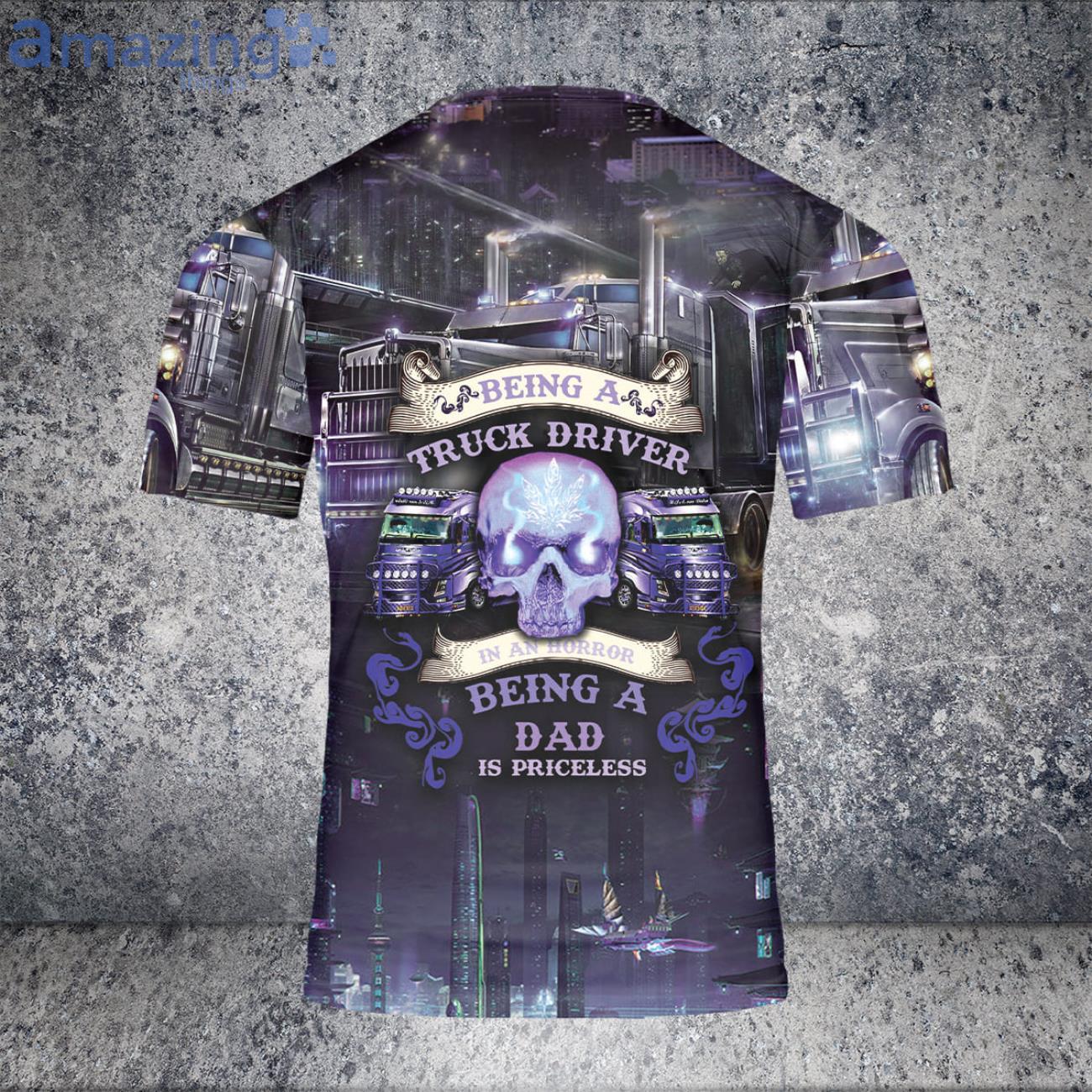 Personalized Being A Dad Truck Driver. Skull Weed 3D T Shirt image Personalized Being A Dad Truck Driver. Skull Weed 3D T-Shirt Product Photo 3