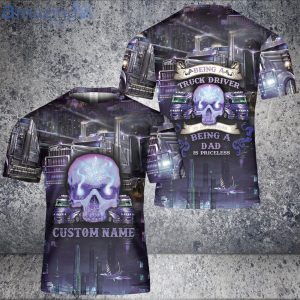 Personalized Being A Dad Truck Driver. Skull Weed 3D T-Shirt Product Photo 1