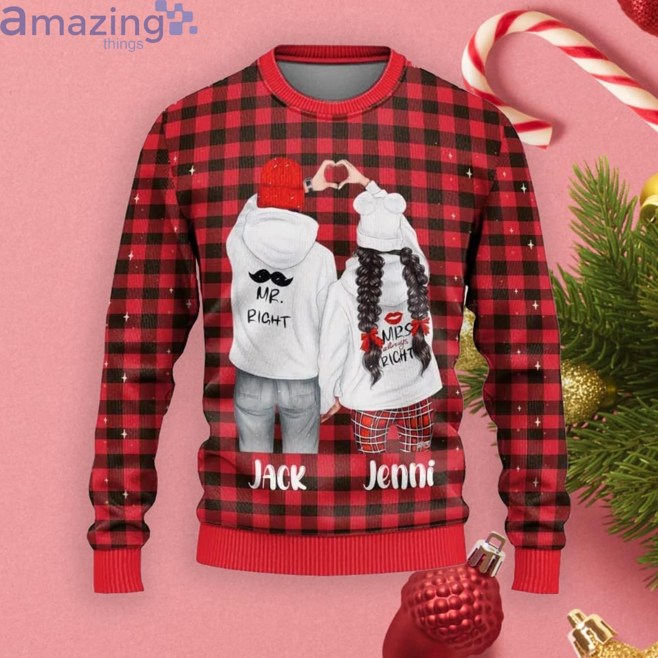 Personalized Love Red Plaid Christmas Gift Ugly Christmas Sweater Product Photo 1 Personalized Love Red Plaid Christmas Gift Ugly Christmas Sweater Product Photo 1