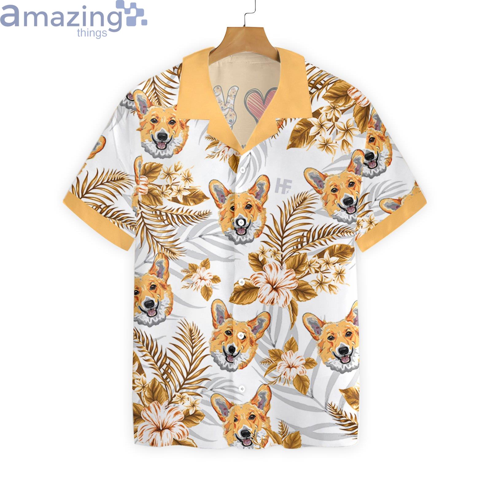 Personalized Peace Love Corgi Custom Text Hawaiian Shirt Product Photo 1
