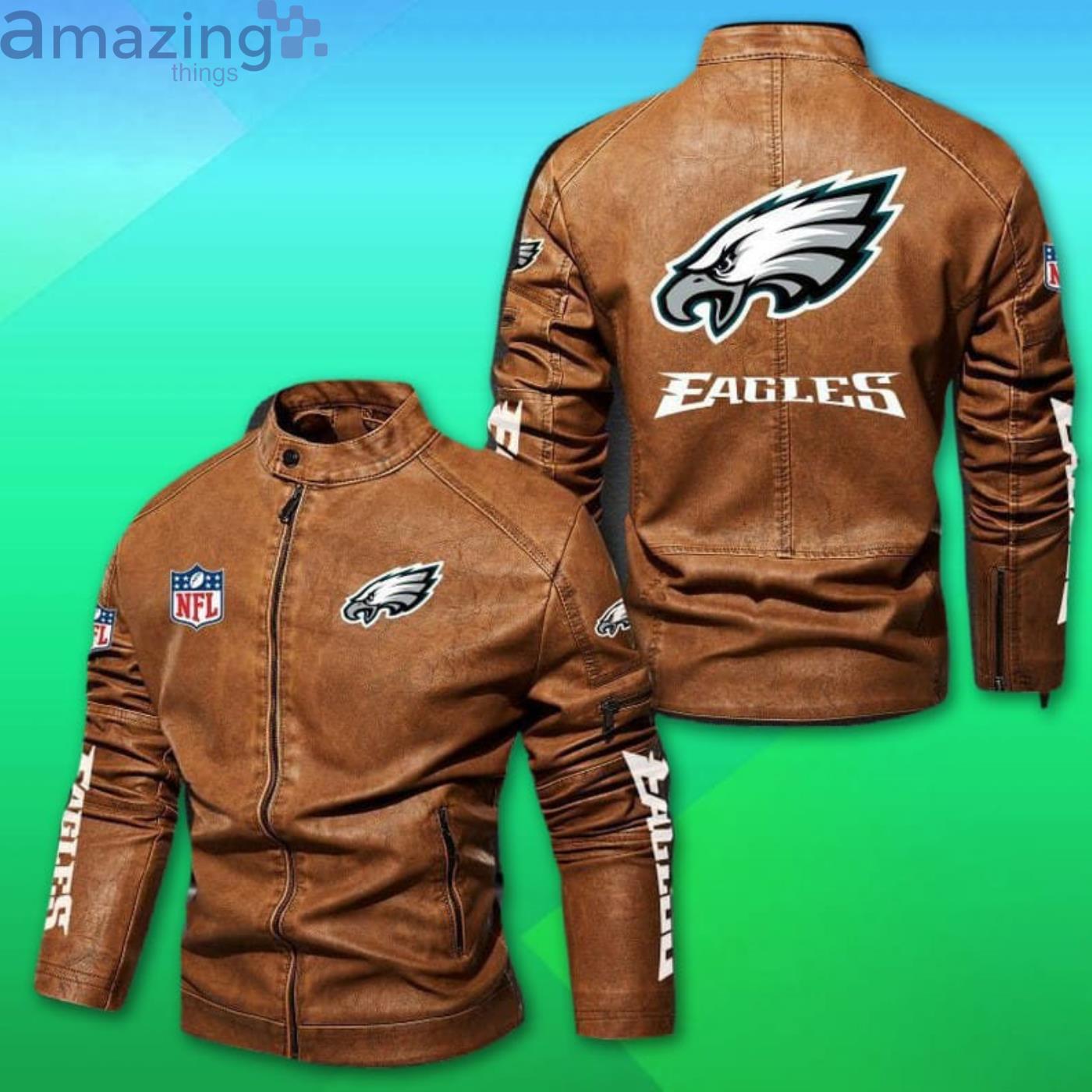 Philadelphia Eagles NFL Motor Fleece Leather Jacket