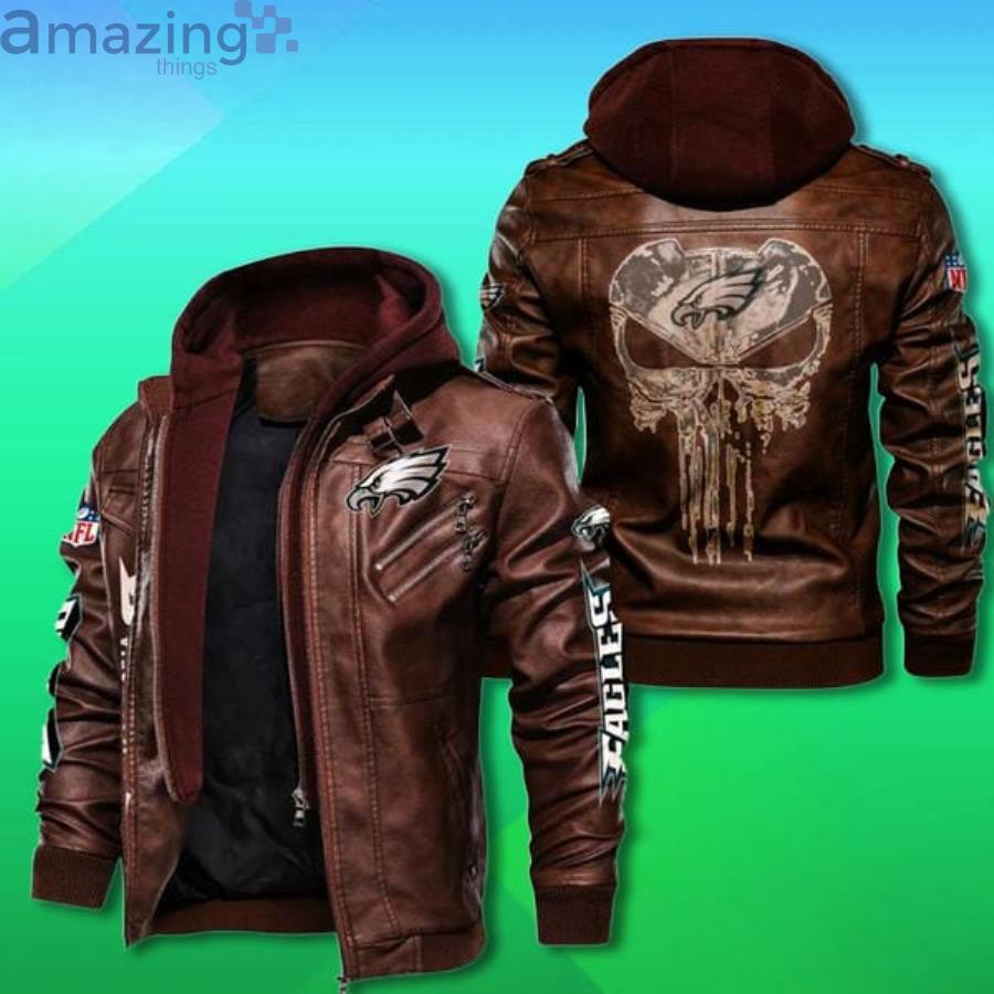 Philadelphia Eagles NFL Punisher Skull Leather Jacket Product Photo 1