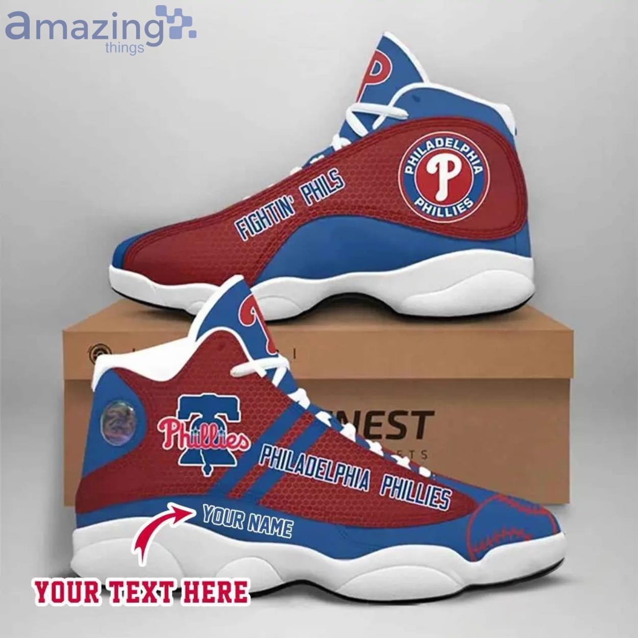 Philadelphia Phillies Team Custom Name Air Jordan 13 Sneaker Shoes For Fans Product Photo 1