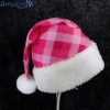 Pink Check Flannel Christmas Santa Hat For Adult And Child