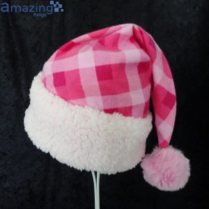 Pink Check Flannel Christmas Santa Hat For Adult And Child Product Photo 5