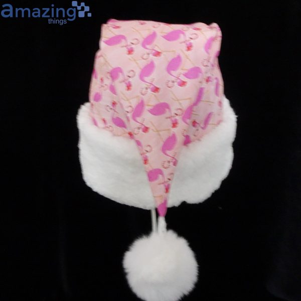 Pink Flamingos With Candy Canes Christmas Santa Hat For Adult And Child Product Photo 2