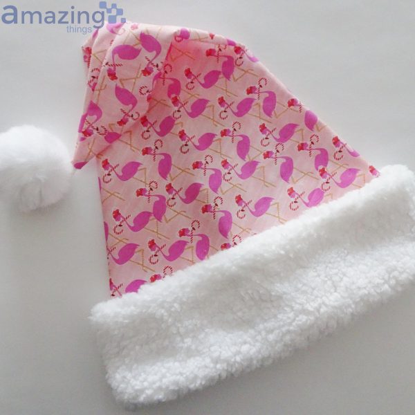 Pink Flamingos With Candy Canes Christmas Santa Hat For Adult And Child Product Photo 3