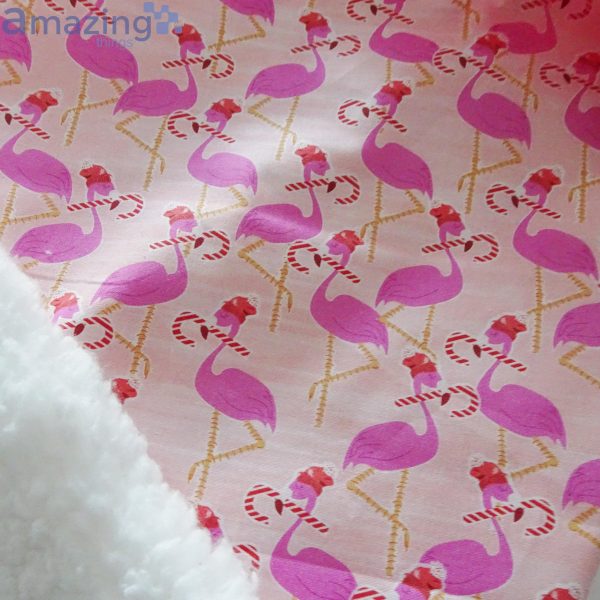 Pink Flamingos With Candy Canes Christmas Santa Hat For Adult And Child Product Photo 4