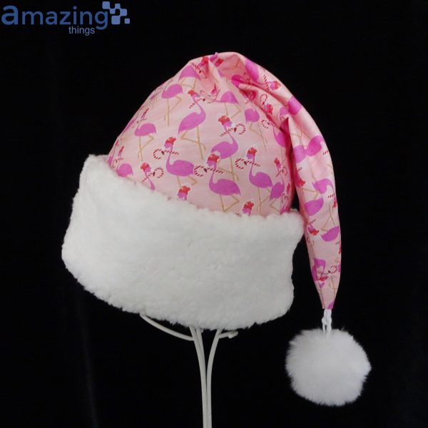 Pink Flamingos With Candy Canes Christmas Santa Hat For Adult And Child Product Photo 5