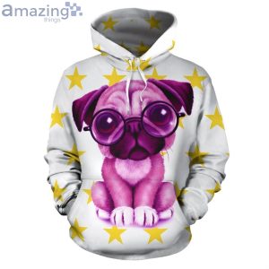 Pink Pug And Stars All Over Print 3D Hoodieproduct photo 1