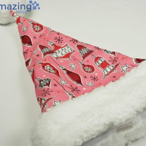Pink Red Retro 1950s Ornament Pattern Christmas Santa Hat For Adult And Child image Pink Red Retro 1950s Ornament Pattern Christmas Santa Hat For Adult And Child Product Photo 3